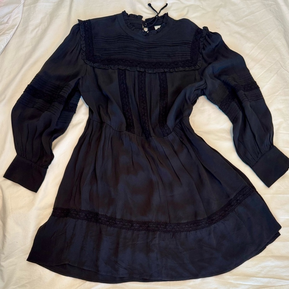 Topshop lace and silky flared dress - NWOT- black size XL